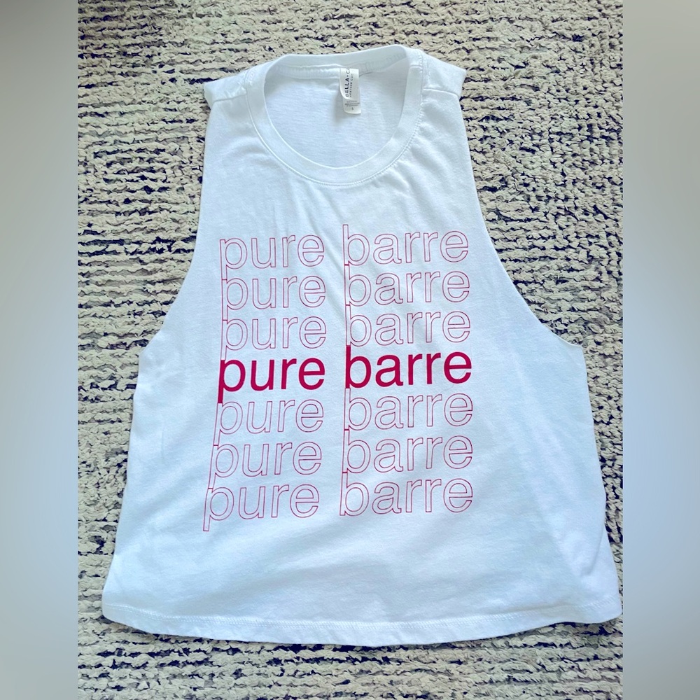 Pure Barre racer back, crop tank sz S, red and white gently worn